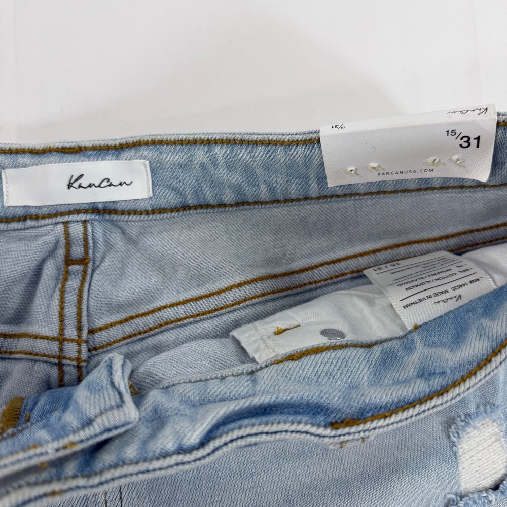 KanCan Mom Jeans Light Wash Distressed High Waist Tapered Leg Size 15/31 NEW - Picture 5 of 12